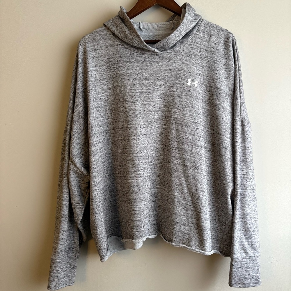 Under Armour Cropped Hoodie Women’s 1X Gray Heather Athleisure  Sweatshirt